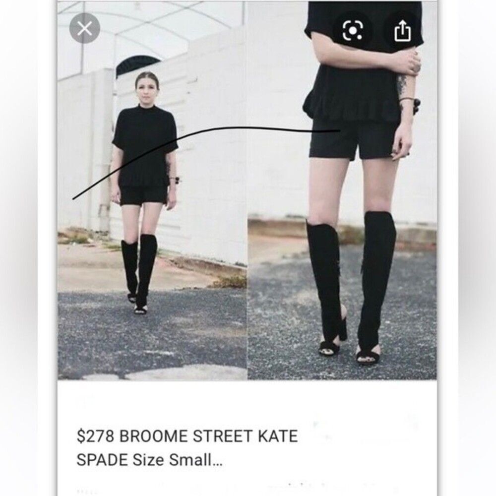KATE SPADE New York Broome Street Flounce Black Knit Sweater Top Size XS…